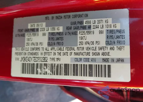 2014 Mazda Cx-5 Grand Touring from USA, damaged, VIN JM3KE4DY7E0392362